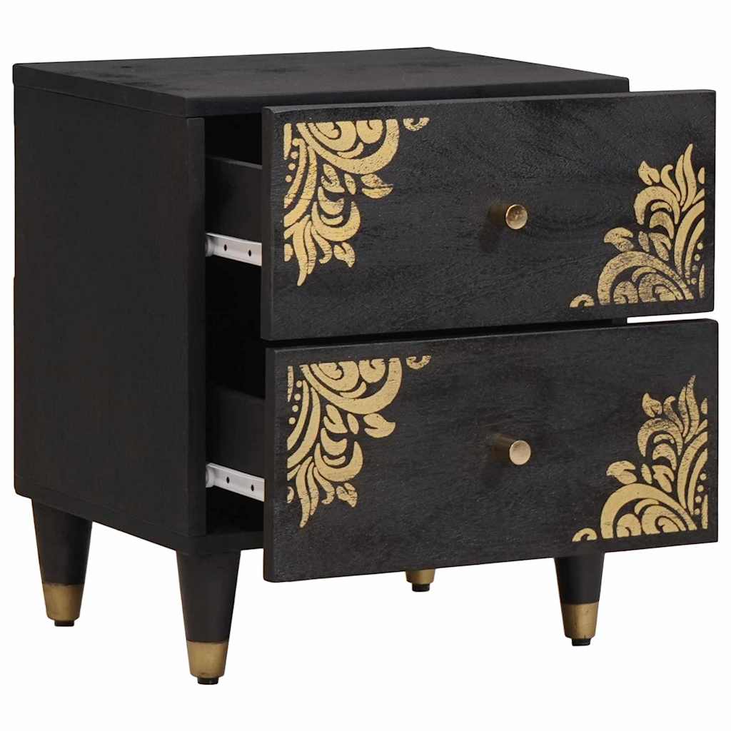 Armario de Noche Negro 40 x 33 x 46 cm Madera de mango maciza