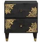 Armario de Noche Negro 40 x 33 x 46 cm Madera de mango maciza