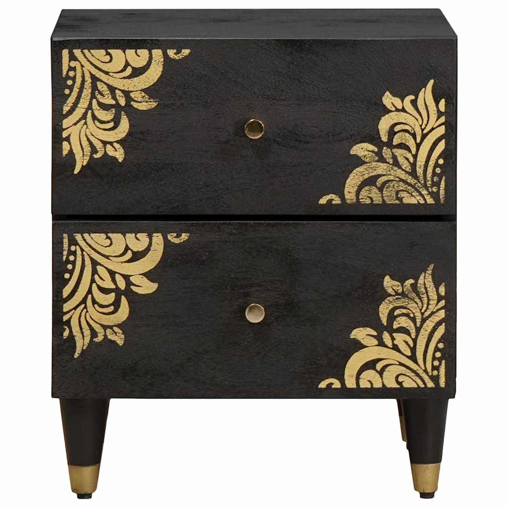 Armario de Noche Negro 40 x 33 x 46 cm Madera de mango maciza