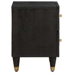 Armario de Noche Negro 40 x 33 x 46 cm Madera de mango maciza