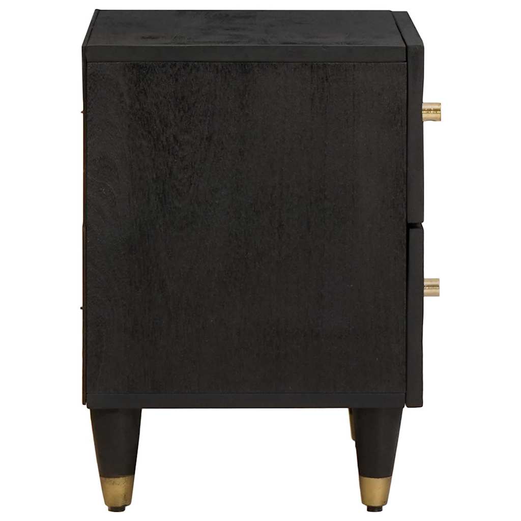 Armario de Noche Negro 40 x 33 x 46 cm Madera de mango maciza