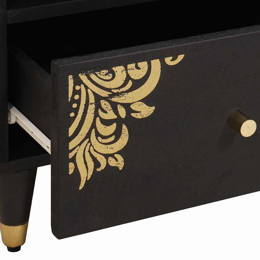 Armario de Noche Negro 40 x 33 x 46 cm Madera de mango maciza