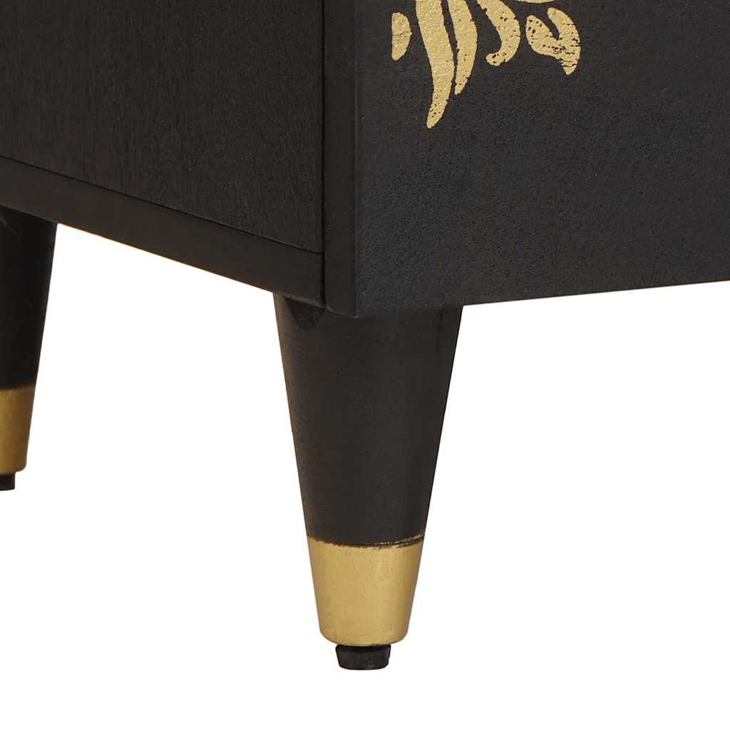 Armario de Noche Negro 40 x 33 x 46 cm Madera de mango maciza