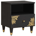 Armario de Noche Negro 40 x 33 x 46 cm Madera de mango maciza