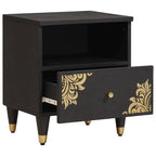 Armario de Noche Negro 40 x 33 x 46 cm Madera de mango maciza