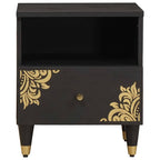 Armario de Noche Negro 40 x 33 x 46 cm Madera de mango maciza