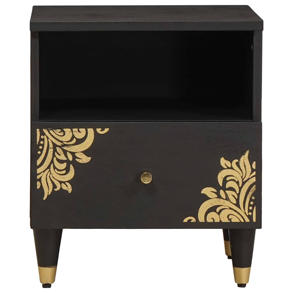 Armario de Noche Negro 40 x 33 x 46 cm Madera de mango maciza