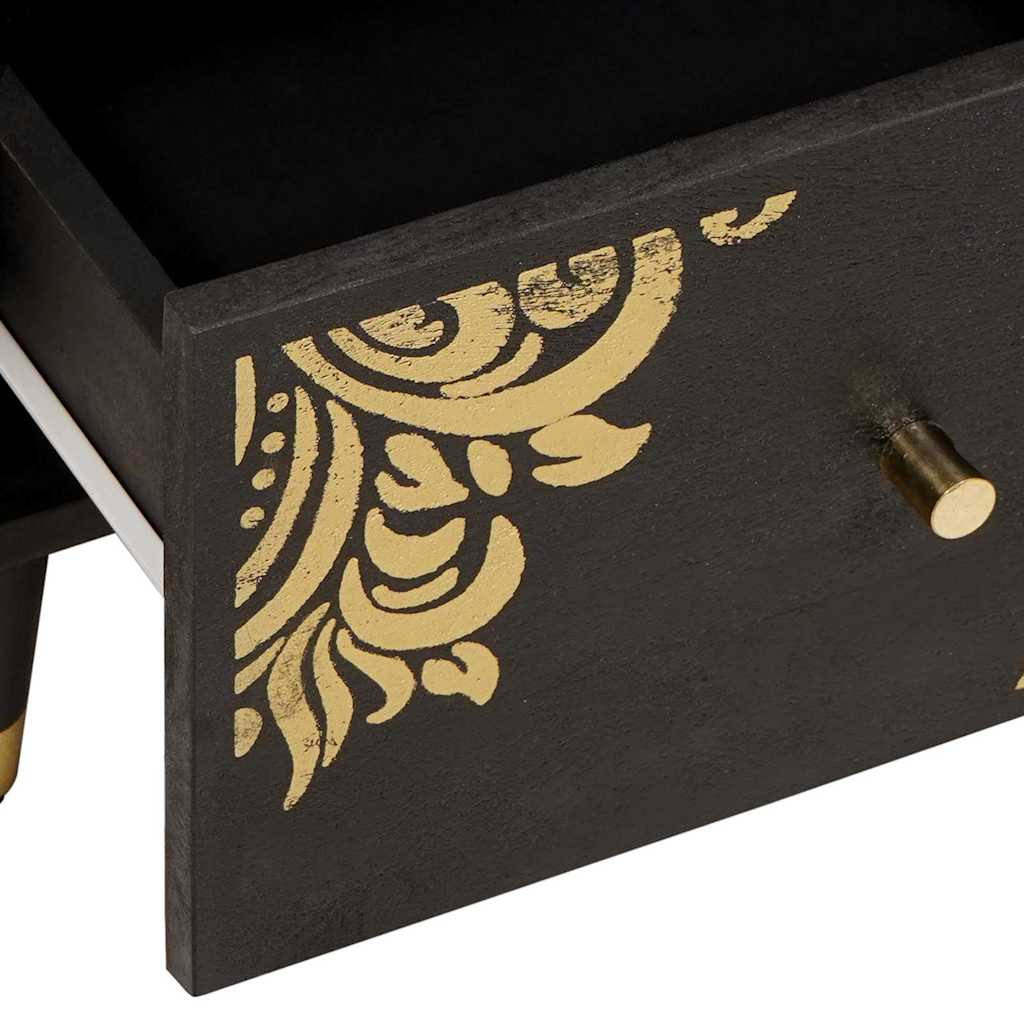 Aparador con cajón Negro 40 x 33 x 75 cm Madera de mango maciza