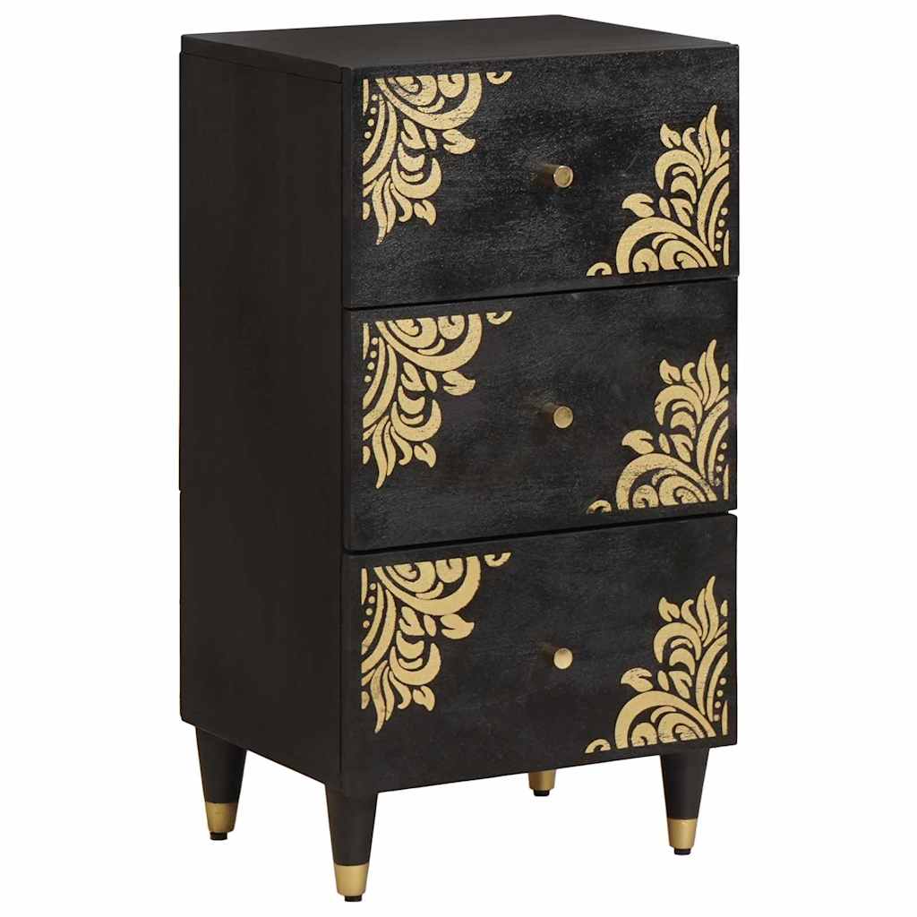 Aparador con cajón Negro 40 x 33 x 75 cm Madera de mango maciza