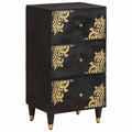 Aparador con cajón Negro 40 x 33 x 75 cm Madera de mango maciza