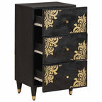 Aparador con cajón Negro 40 x 33 x 75 cm Madera de mango maciza