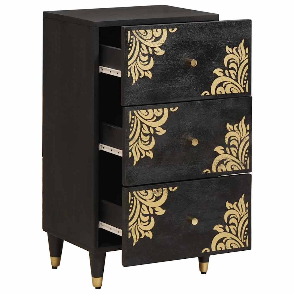 Aparador con cajón Negro 40 x 33 x 75 cm Madera de mango maciza