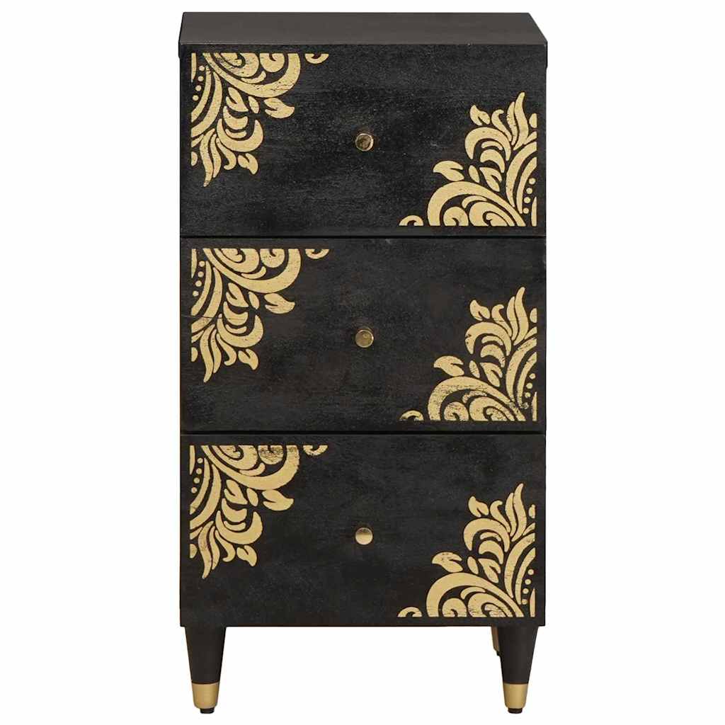 Aparador con cajón Negro 40 x 33 x 75 cm Madera de mango maciza