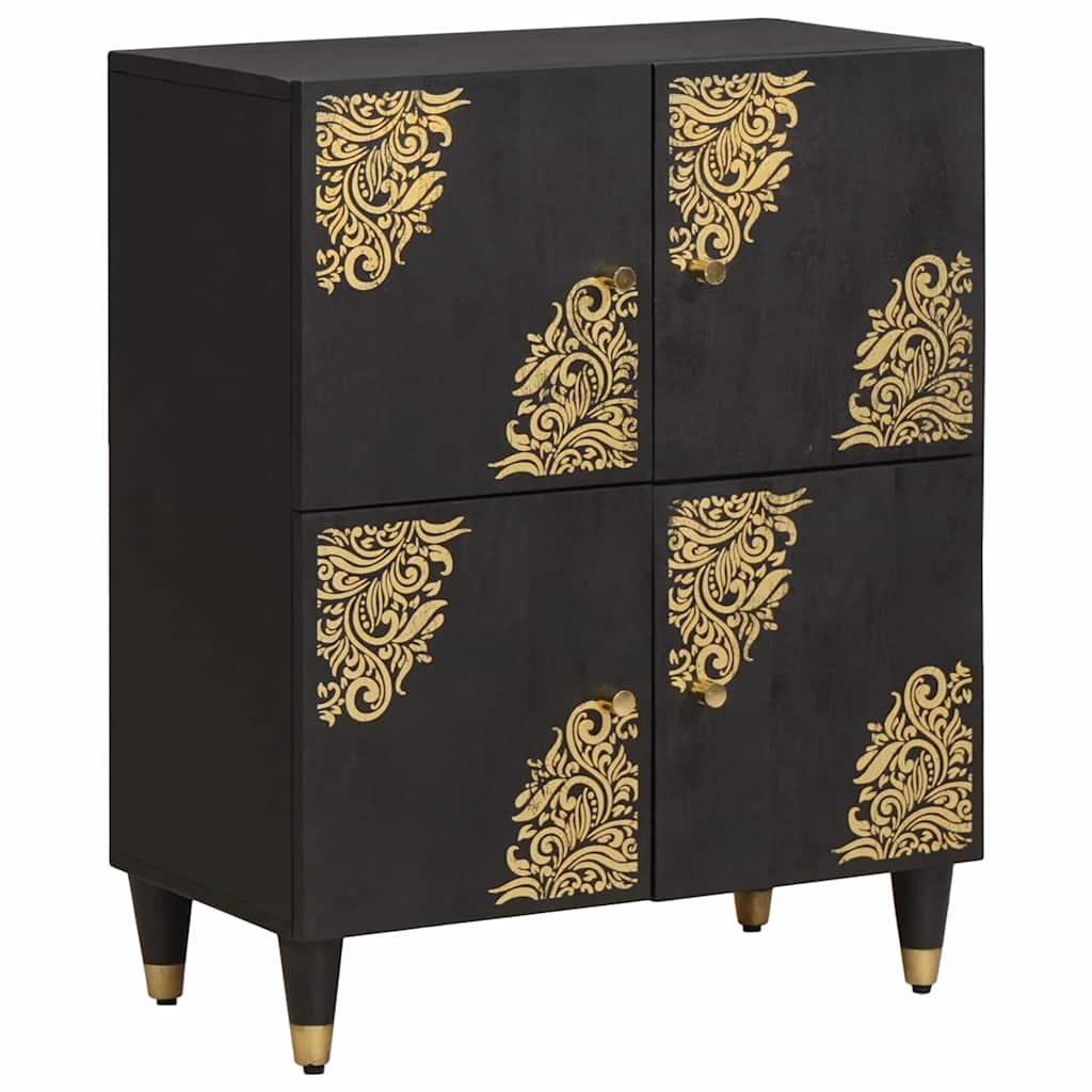 Aparador Negro 60 x 33 x 75 cm Madera de mango maciza