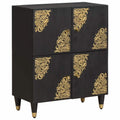 Aparador Negro 60 x 33 x 75 cm Madera de mango maciza