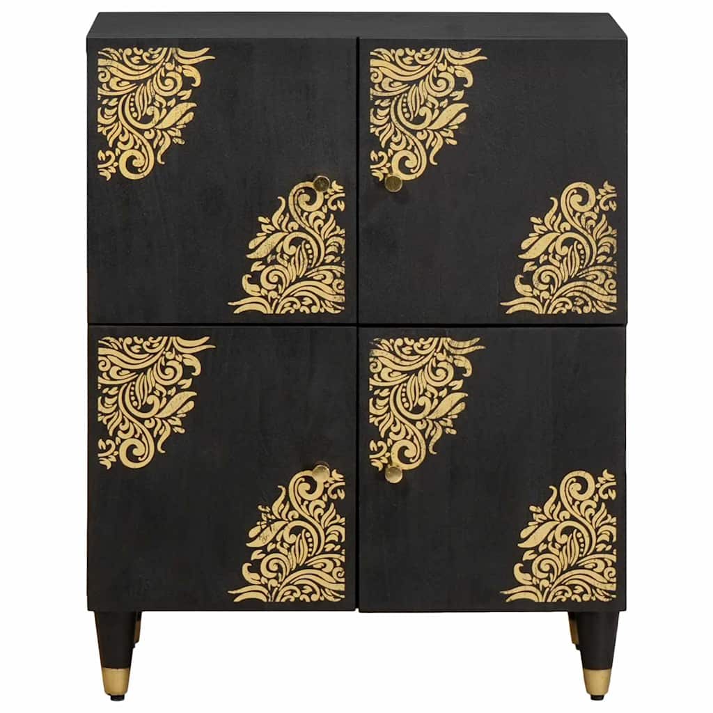 Aparador Negro 60 x 33 x 75 cm Madera de mango maciza