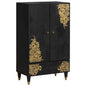 Tall sideboard with drawer Grey and gold 60 x 33 x 100 cm