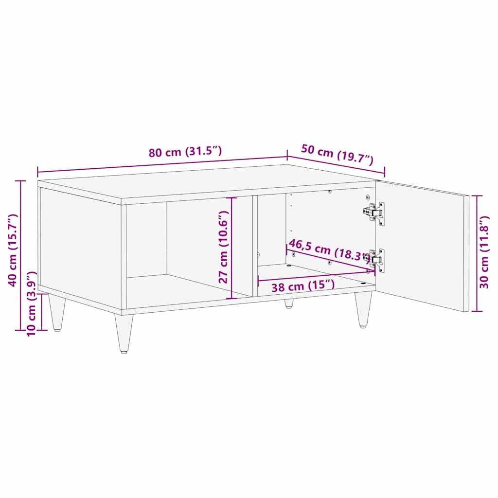 Mesa de Café 80 x 50 x 40 cm Madera de mango maciza