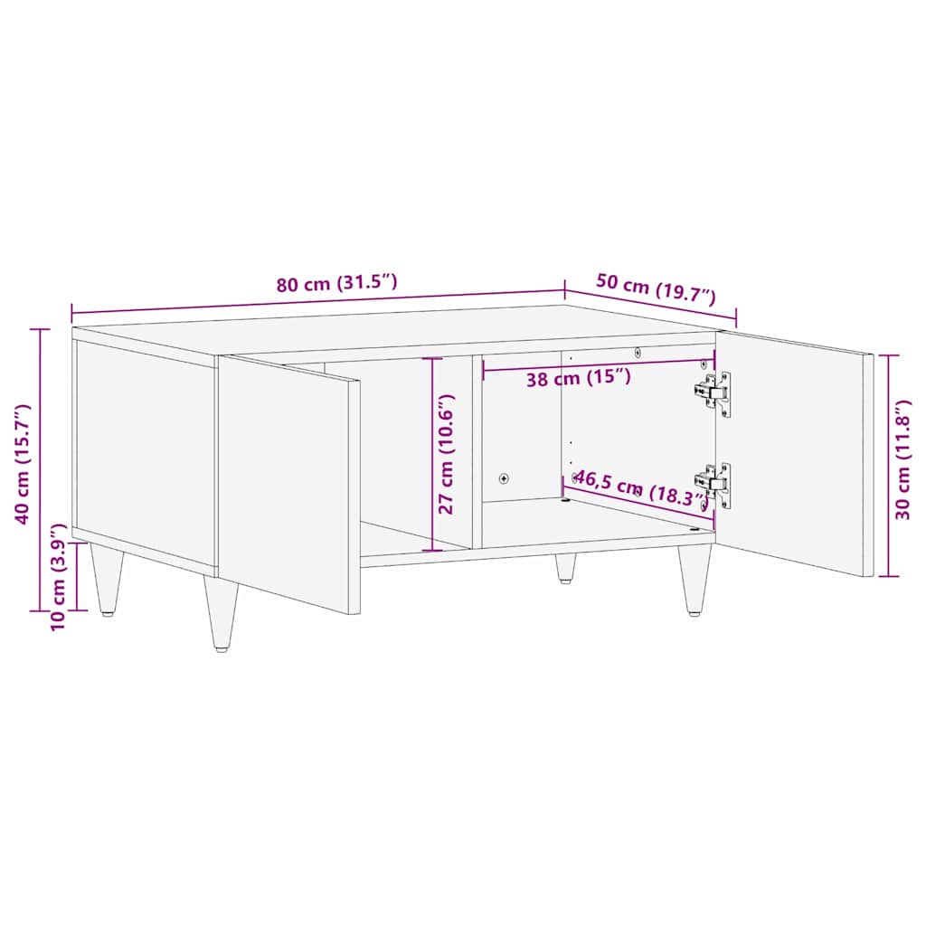Mesa de Café 80 x 50 x 40 cm Madera de mango maciza