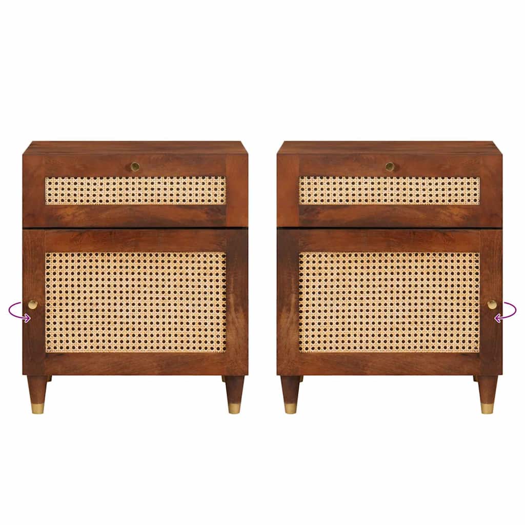 Mesas de noche con cajón 50 x 33 x 60 cm Madera de mango maciza