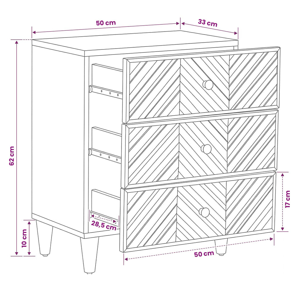 Mesita de Noche Marrón 50 x 33 x 60 cm Madera de mango maciza