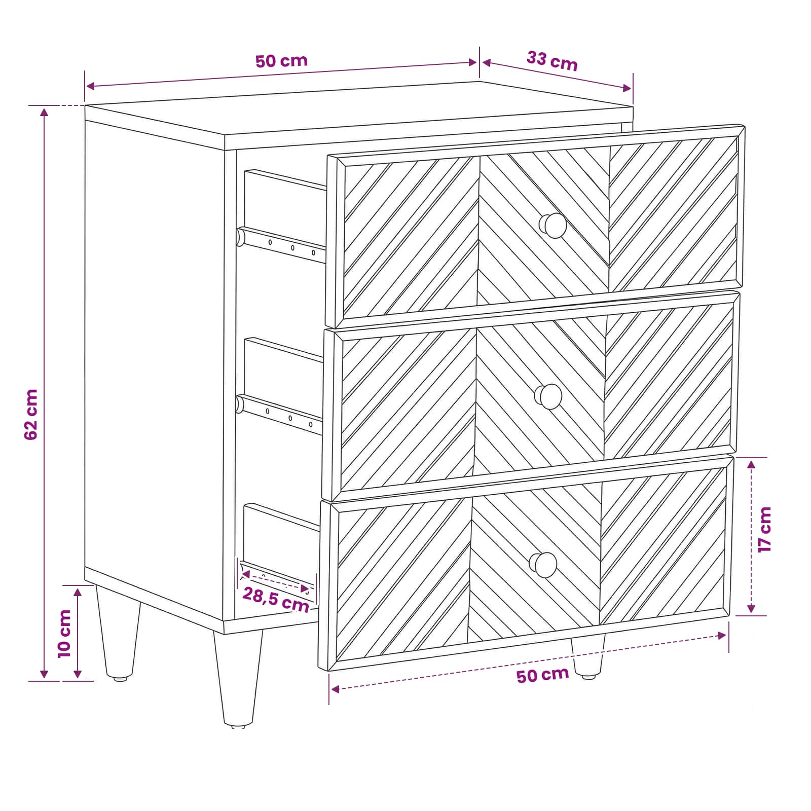 Mesita de Noche Marrón 50 x 33 x 60 cm Madera de mango maciza