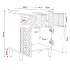 Mesita de Noche Marrón 50 x 33 x 60 cm Madera de mango maciza