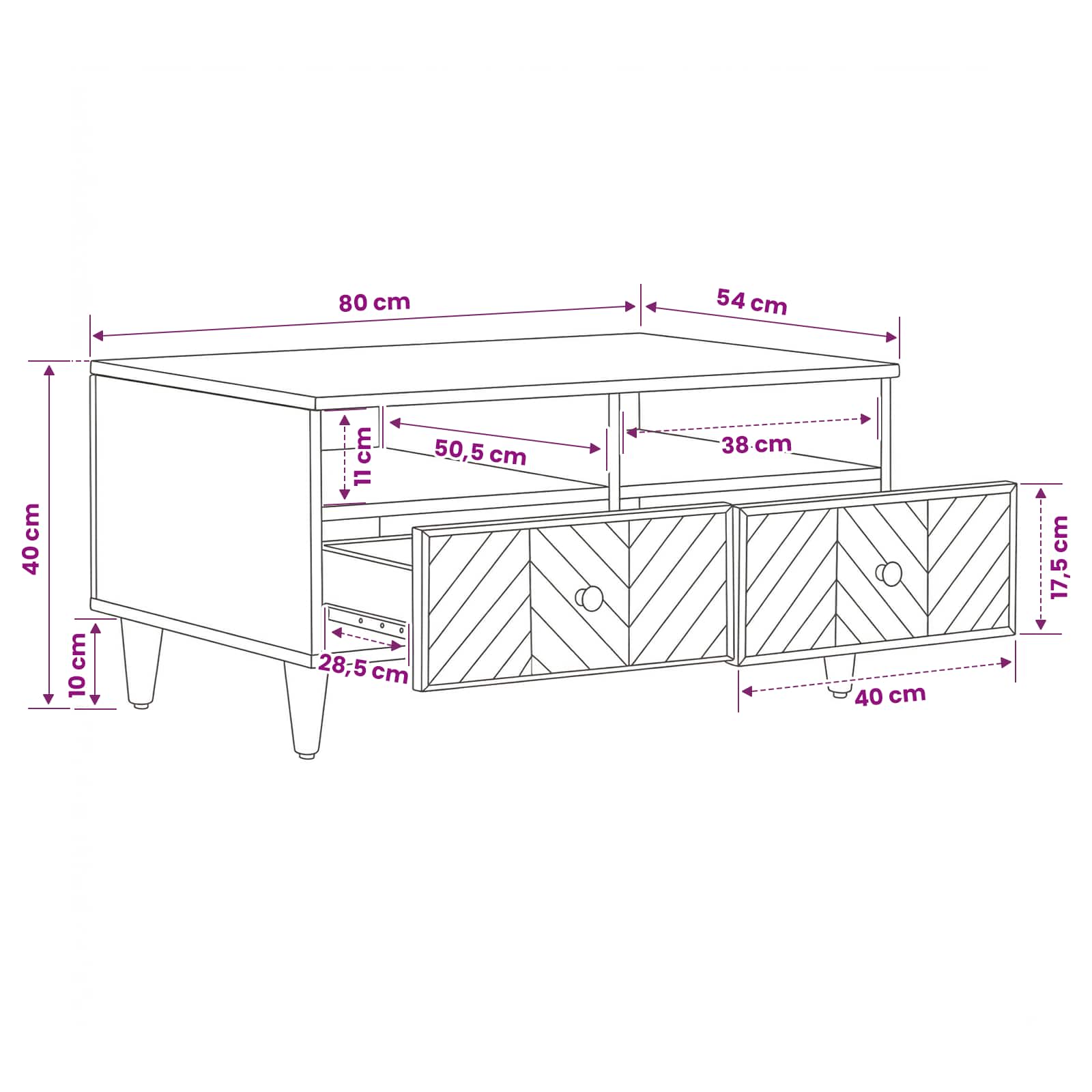 Mesa de Café Marrón 80 x 54 x 40 cm Madera de mango maciza