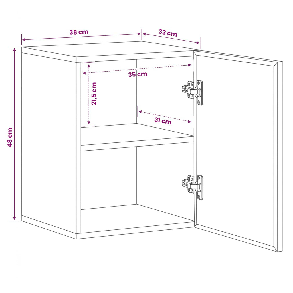 Mueble colgante Marrón 38 x 33,5 x 48 cm Madera de mango maciza