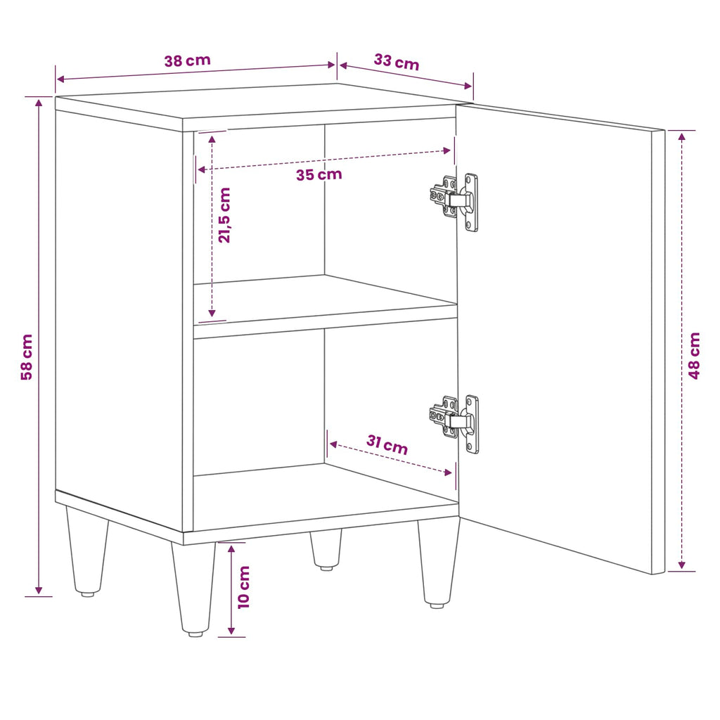 Mueble de Cuarto de Baño con puerta Marrón 38 x 33,5 x 58 cm