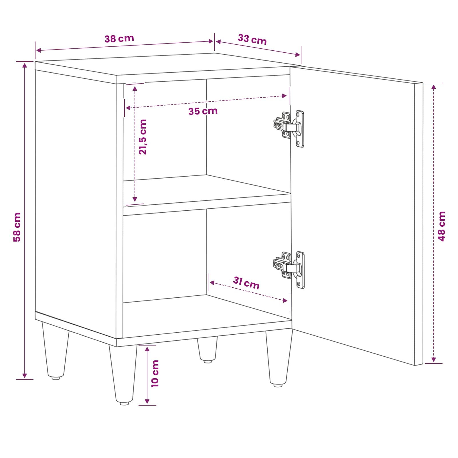 Mueble de Cuarto de Baño con puerta Marrón 38 x 33,5 x 58 cm