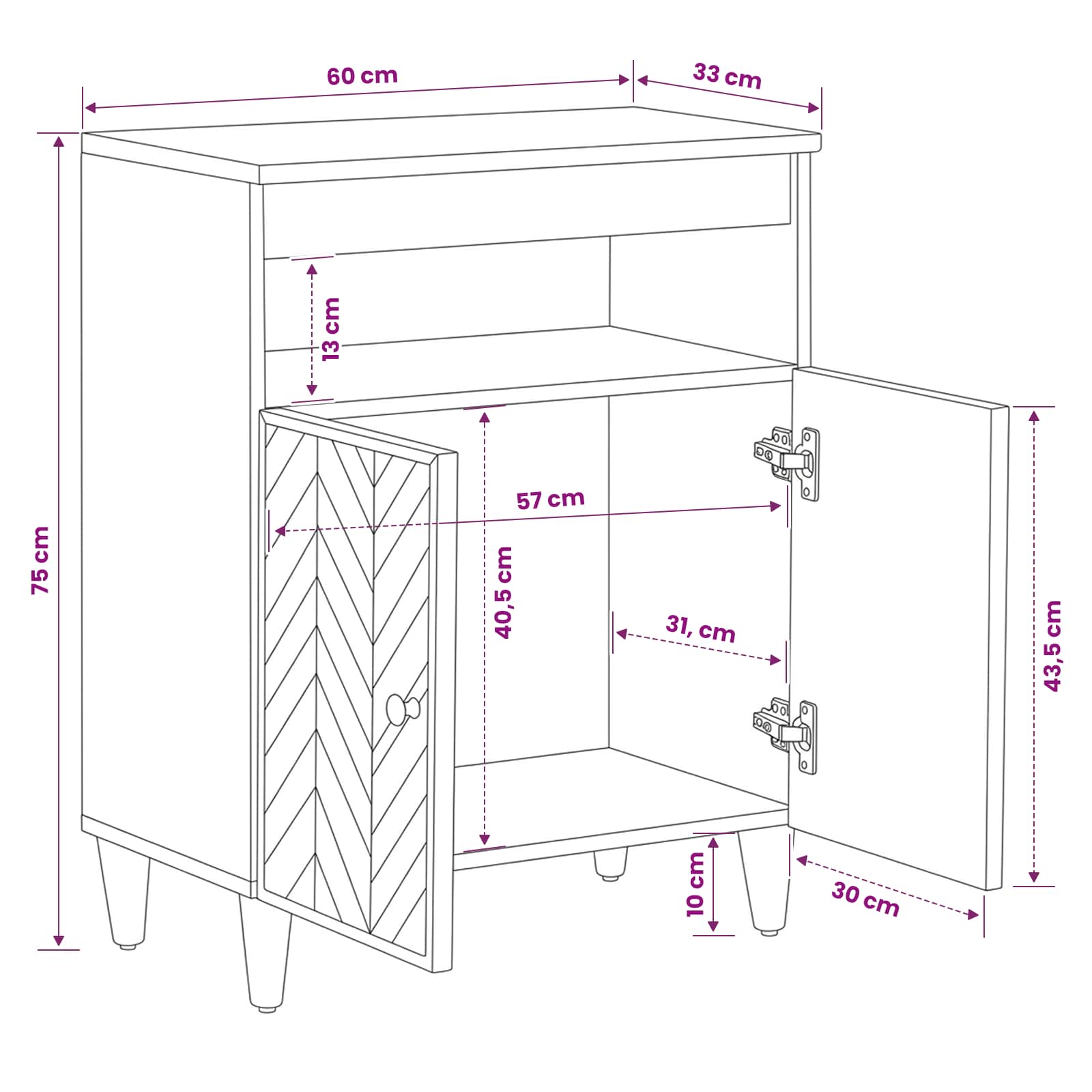 Armarios de Almacenamiento con puerta Marrón 60 x 33,5 x 75 cm
