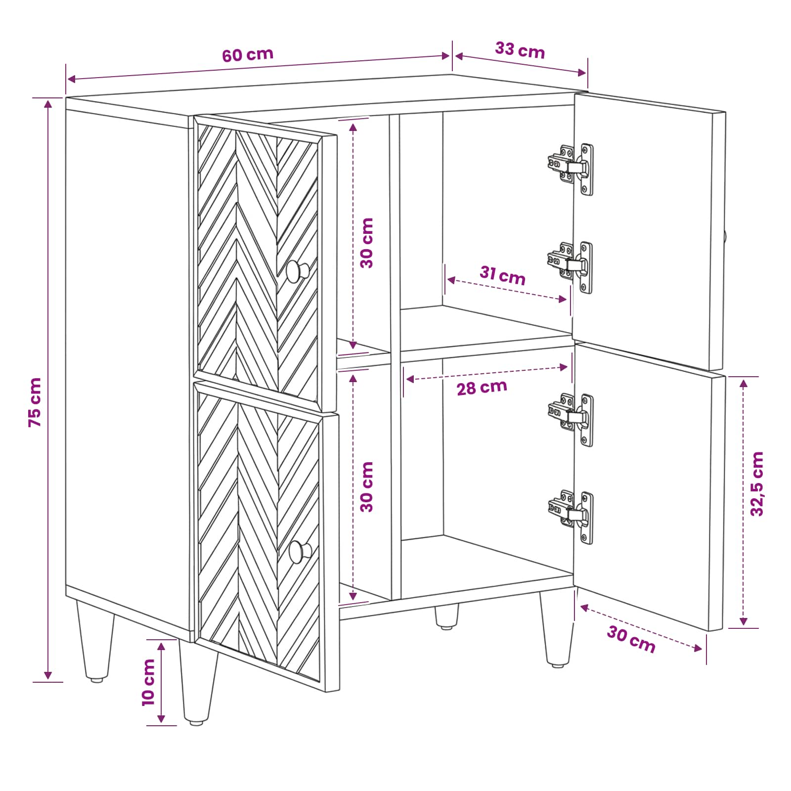 Armarios de Almacenamiento con puerta Marrón 60 x 33,5 x 75 cm