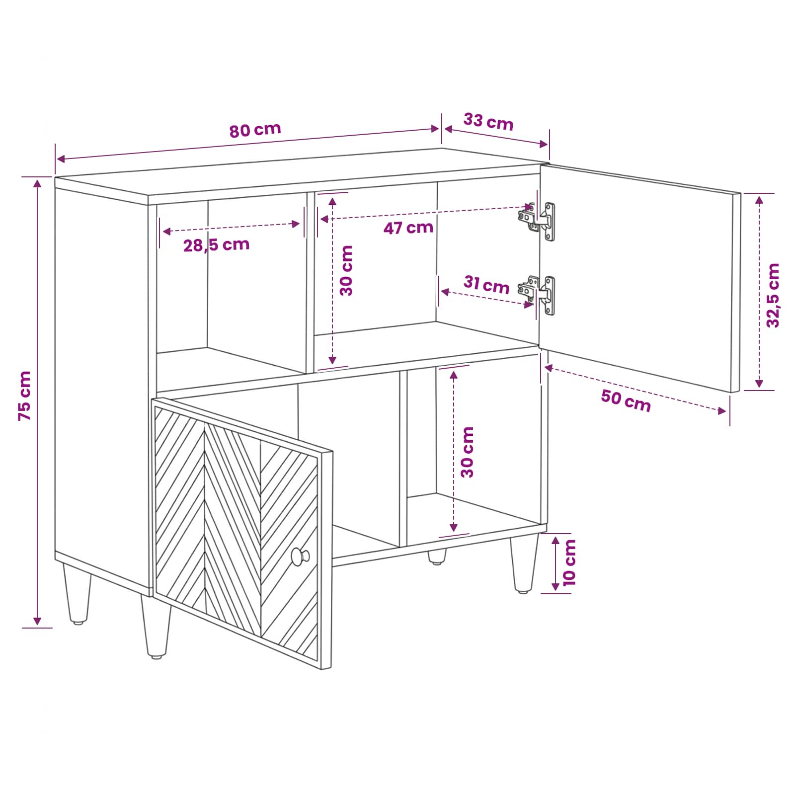 Armarios de Almacenamiento con puerta Marrón 80 x 33,5 x 75 cm