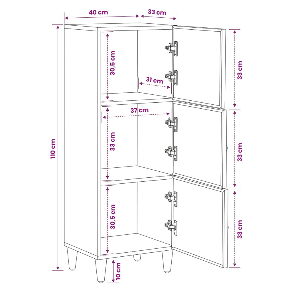 Armarios de Almacenamiento con puerta Marrón 40 x 33,5 x 110 cm
