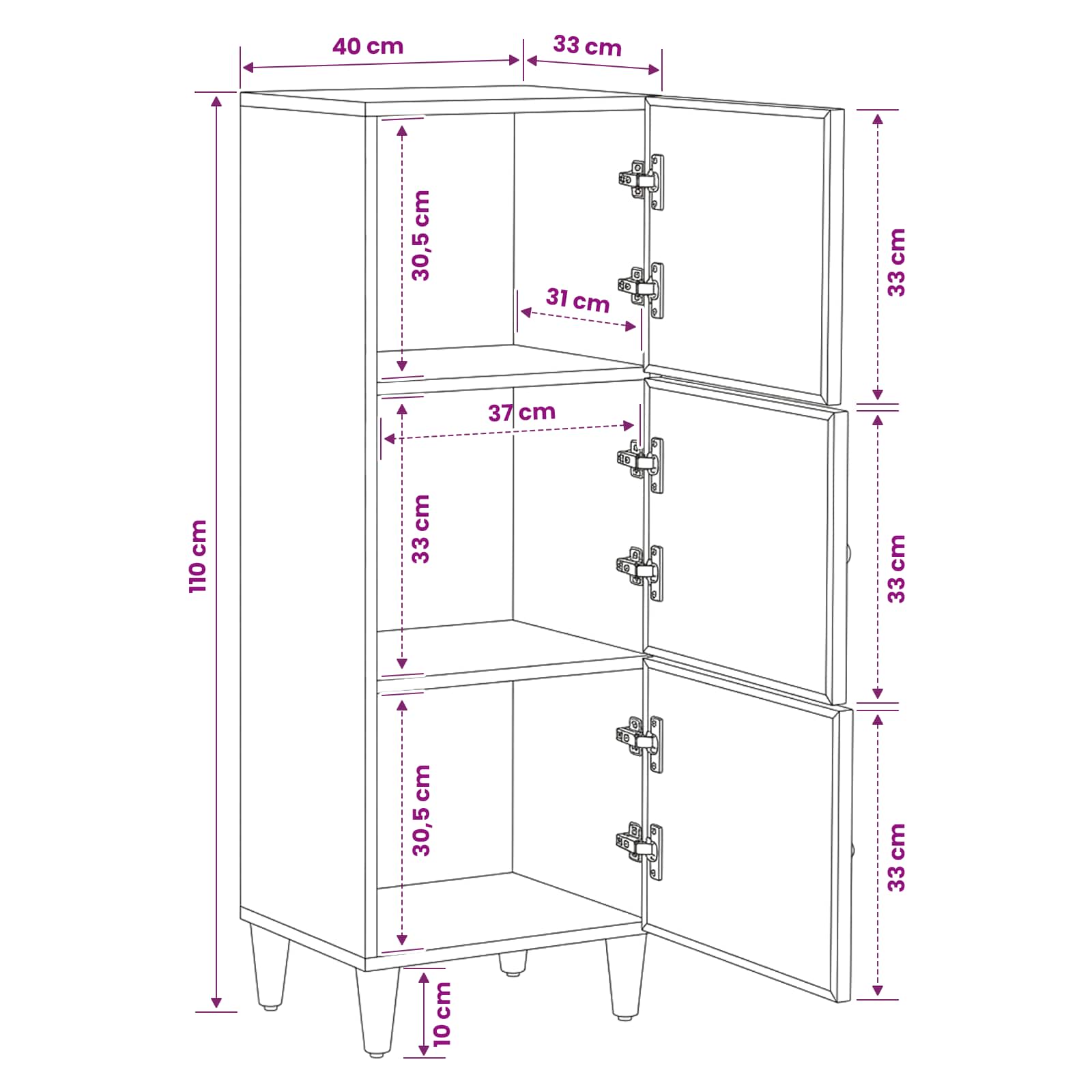 Armarios de Almacenamiento con puerta Marrón 40 x 33,5 x 110 cm
