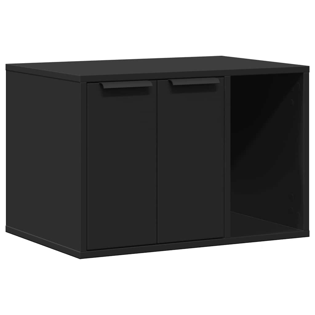 Mueble arenero de gatos madera ingeniería negro 60x40x40 cm