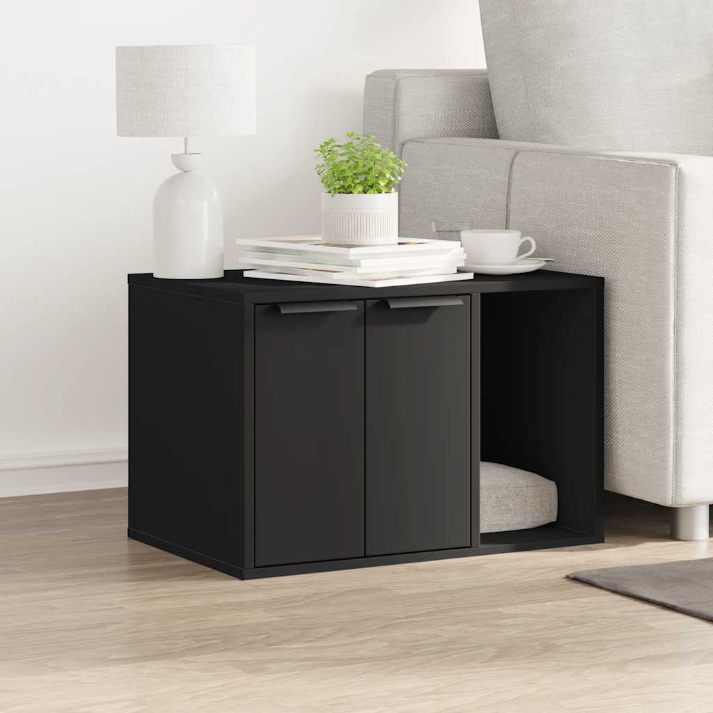 Mueble arenero de gatos madera ingeniería negro 60x40x40 cm