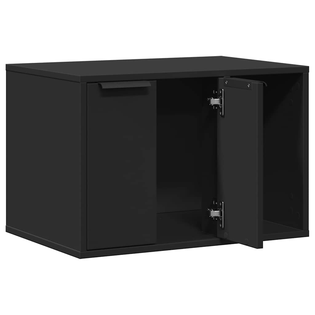 Mueble arenero de gatos madera ingeniería negro 60x40x40 cm