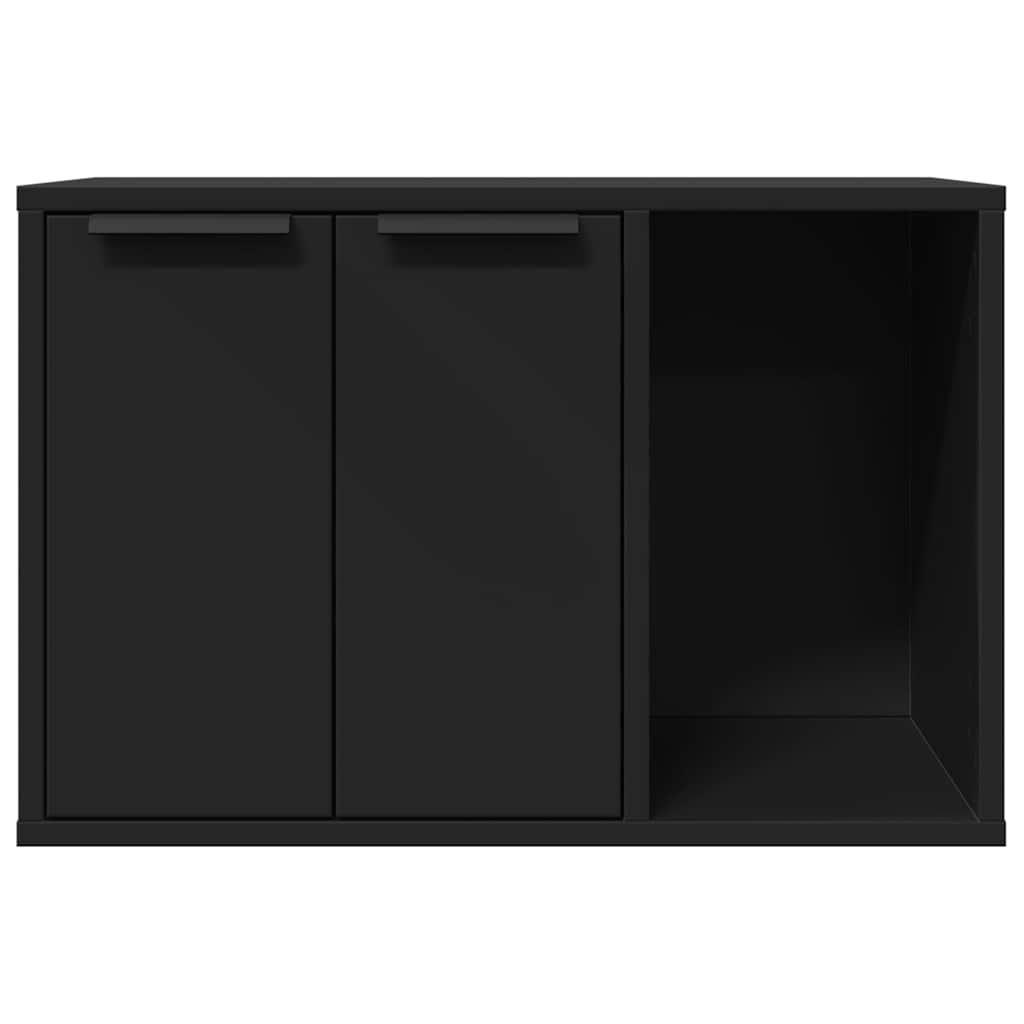 Mueble arenero de gatos madera ingeniería negro 60x40x40 cm