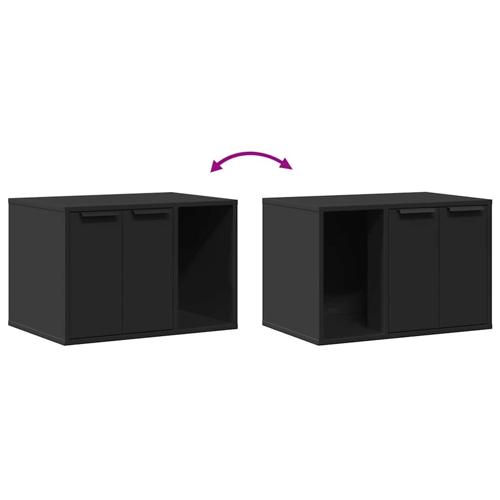 Mueble arenero de gatos madera ingeniería negro 60x40x40 cm
