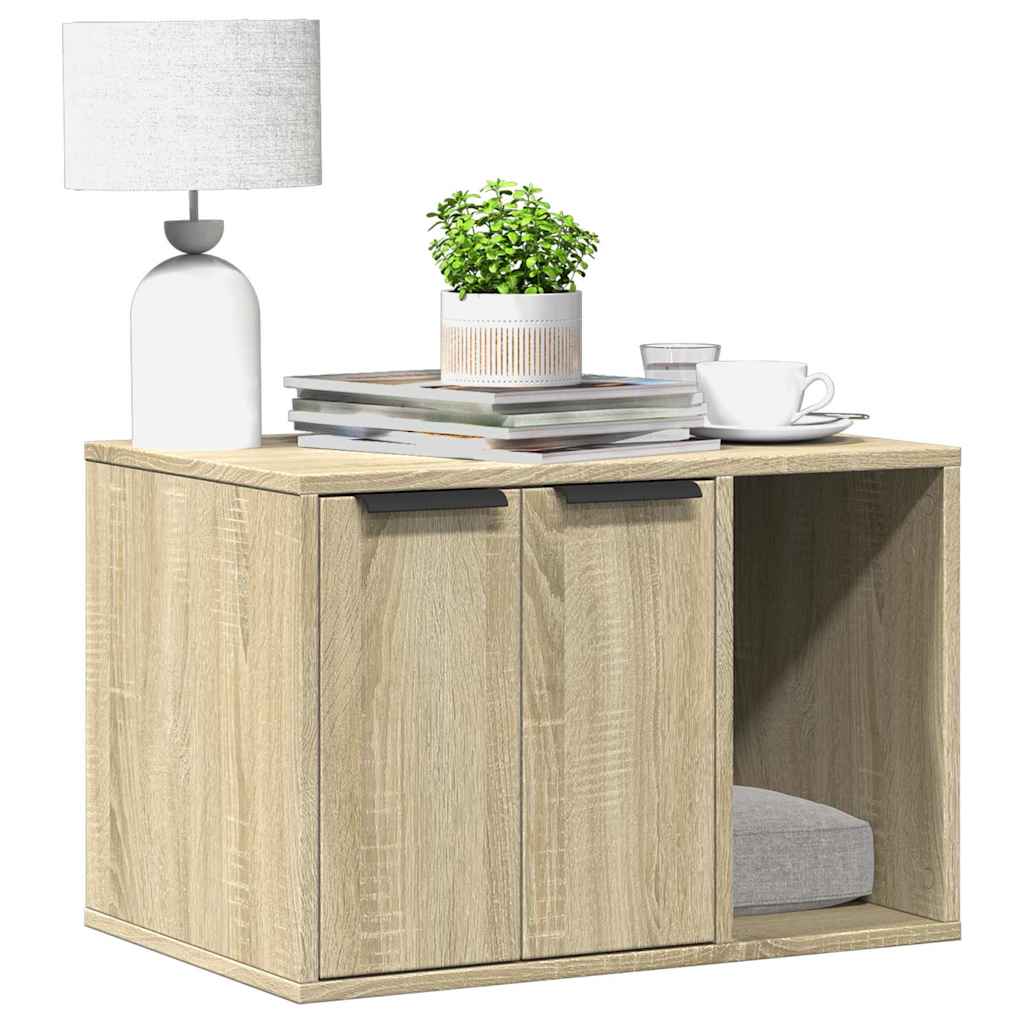 Mueble arenero para gatos madera roble artisian 42x42x51 cm
