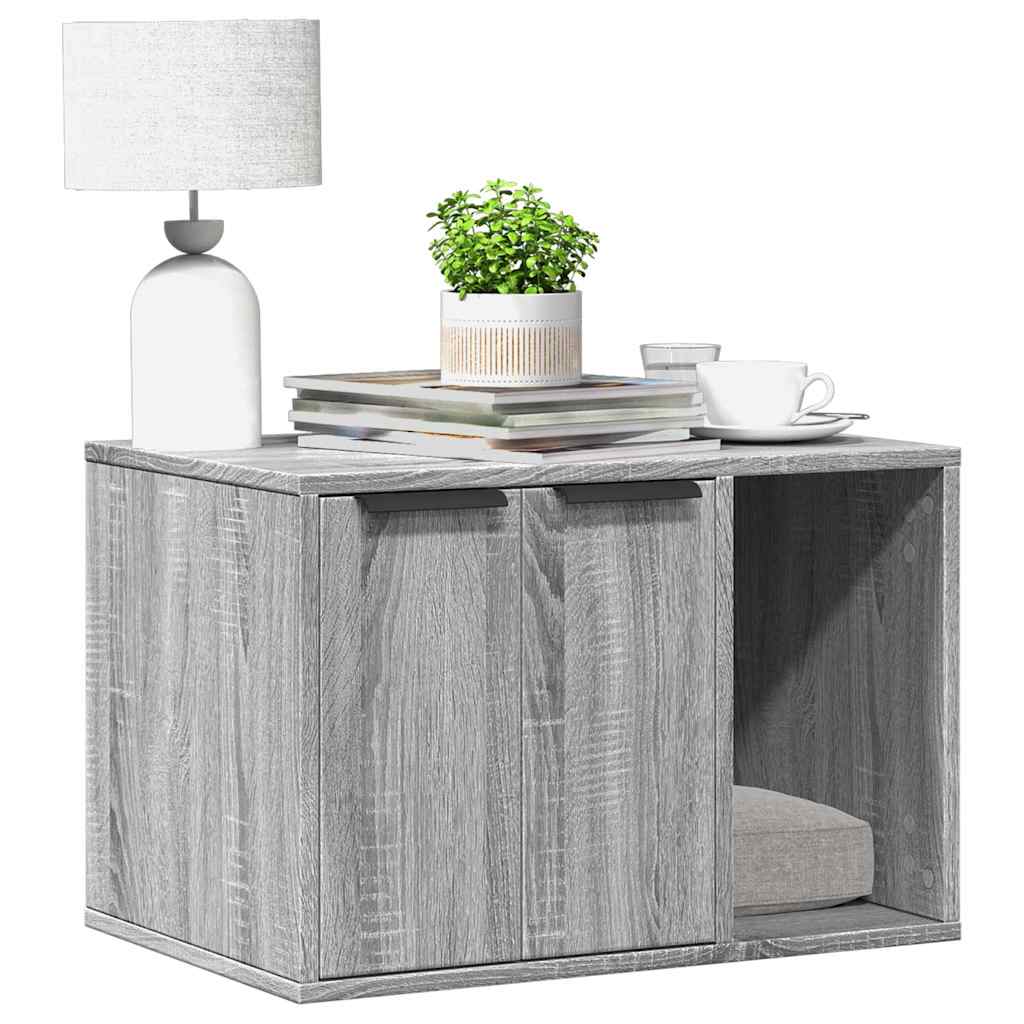 Mueble arenero para gatos madera gris Sonoma 53x53x51 cm