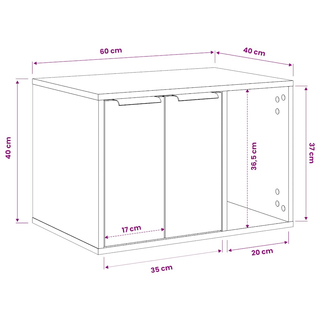 Mueble arenero para gatos madera ingeniería artisian 60x40x40cm