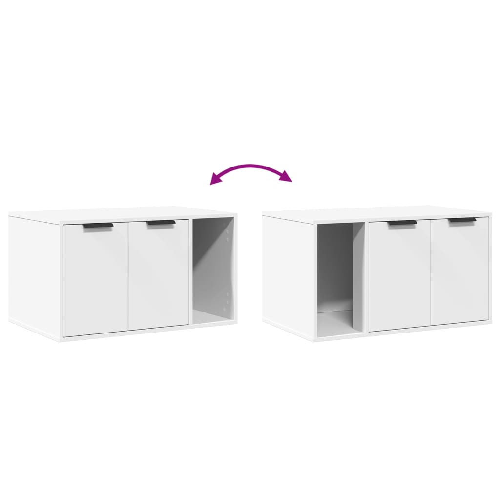 Mueble arenero para gatos madera ingeniería blanco 80x50x45 cm