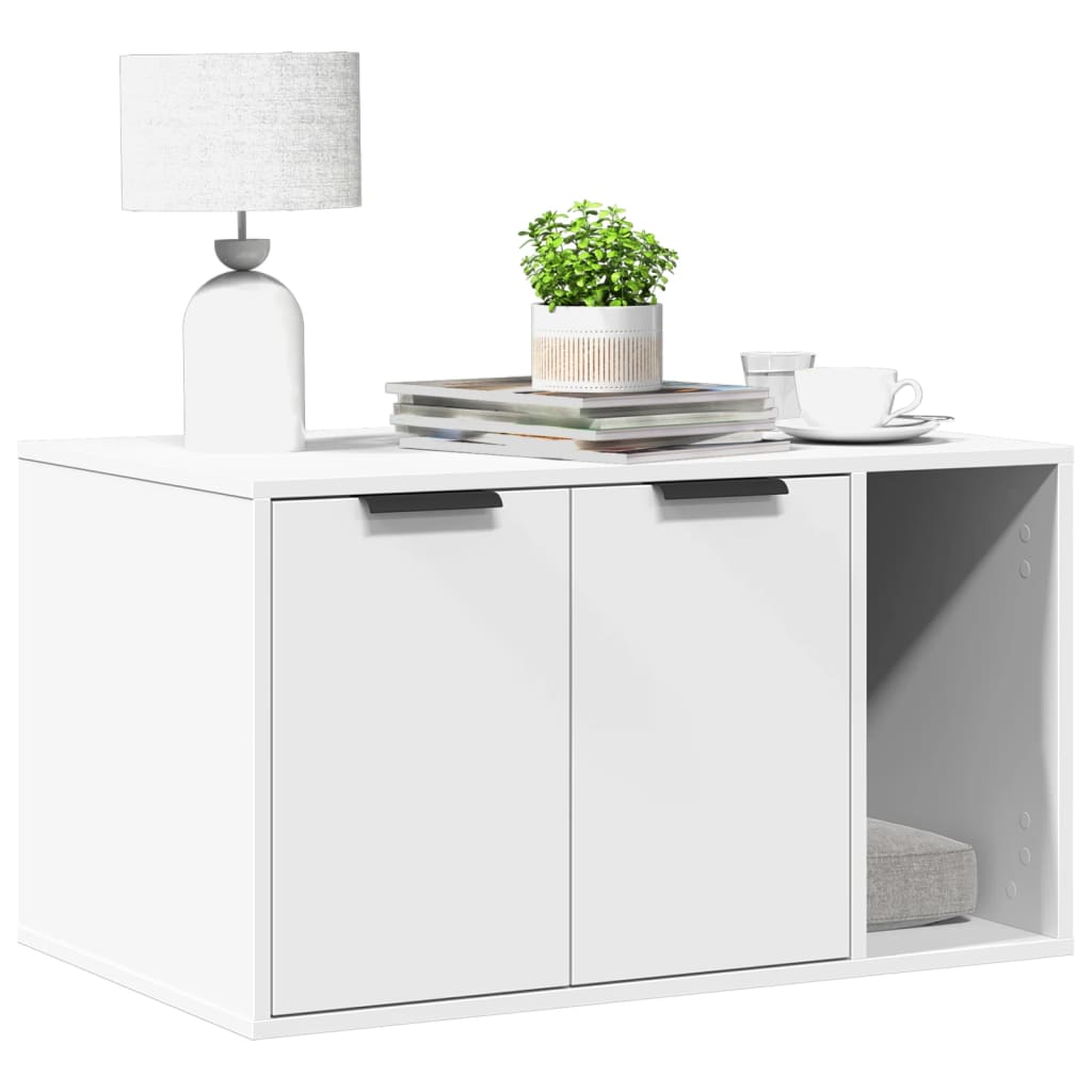 Mueble arenero para gatos madera ingeniería blanco 80x50x45 cm