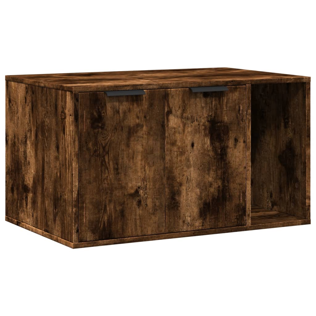 Mueble arenero para gatos madera roble ahumado 80x50x45 cm
