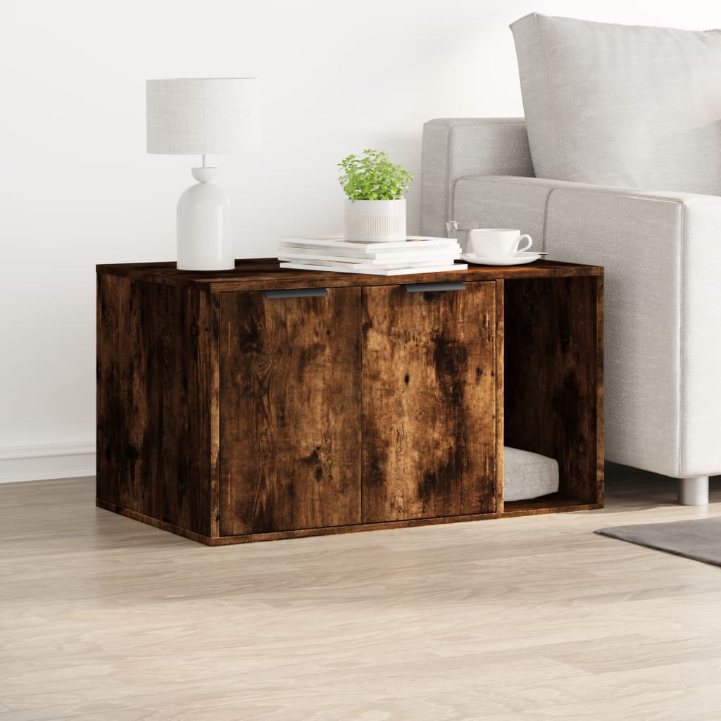 Mueble arenero para gatos madera roble ahumado 80x50x45 cm