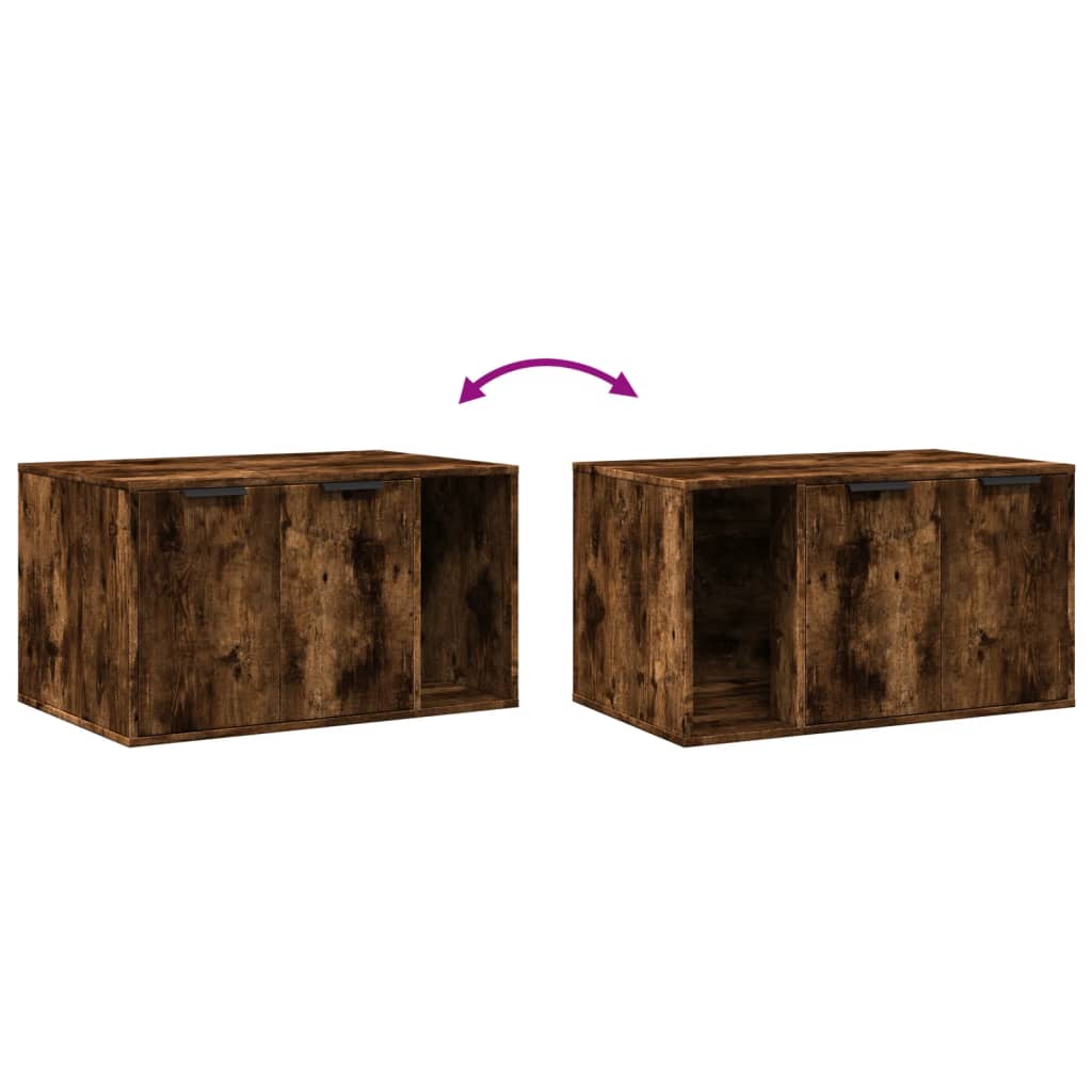 Mueble arenero para gatos madera roble ahumado 80x50x45 cm