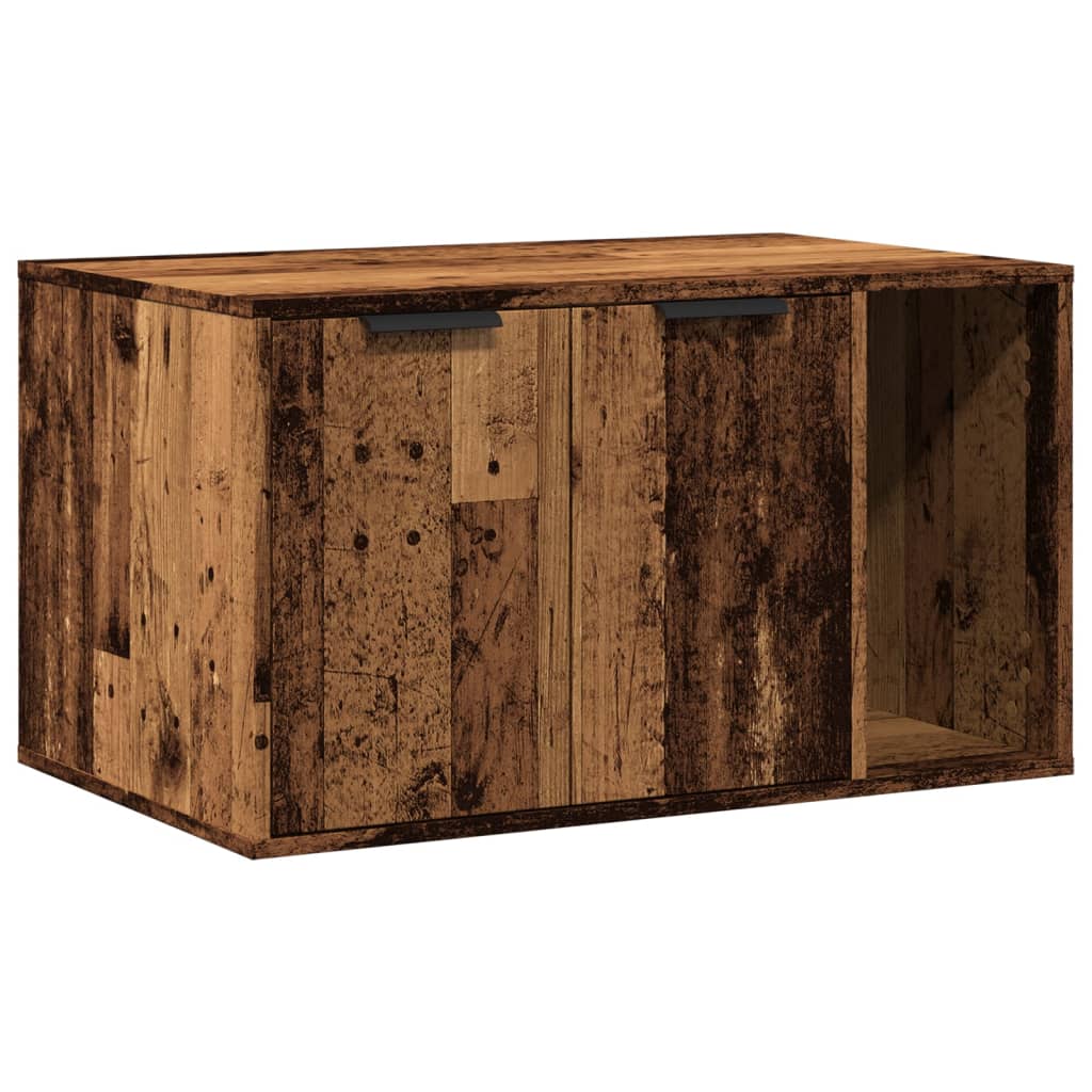 Mueble arenero de gatos madera ingeniería envejecida 80x50x45cm